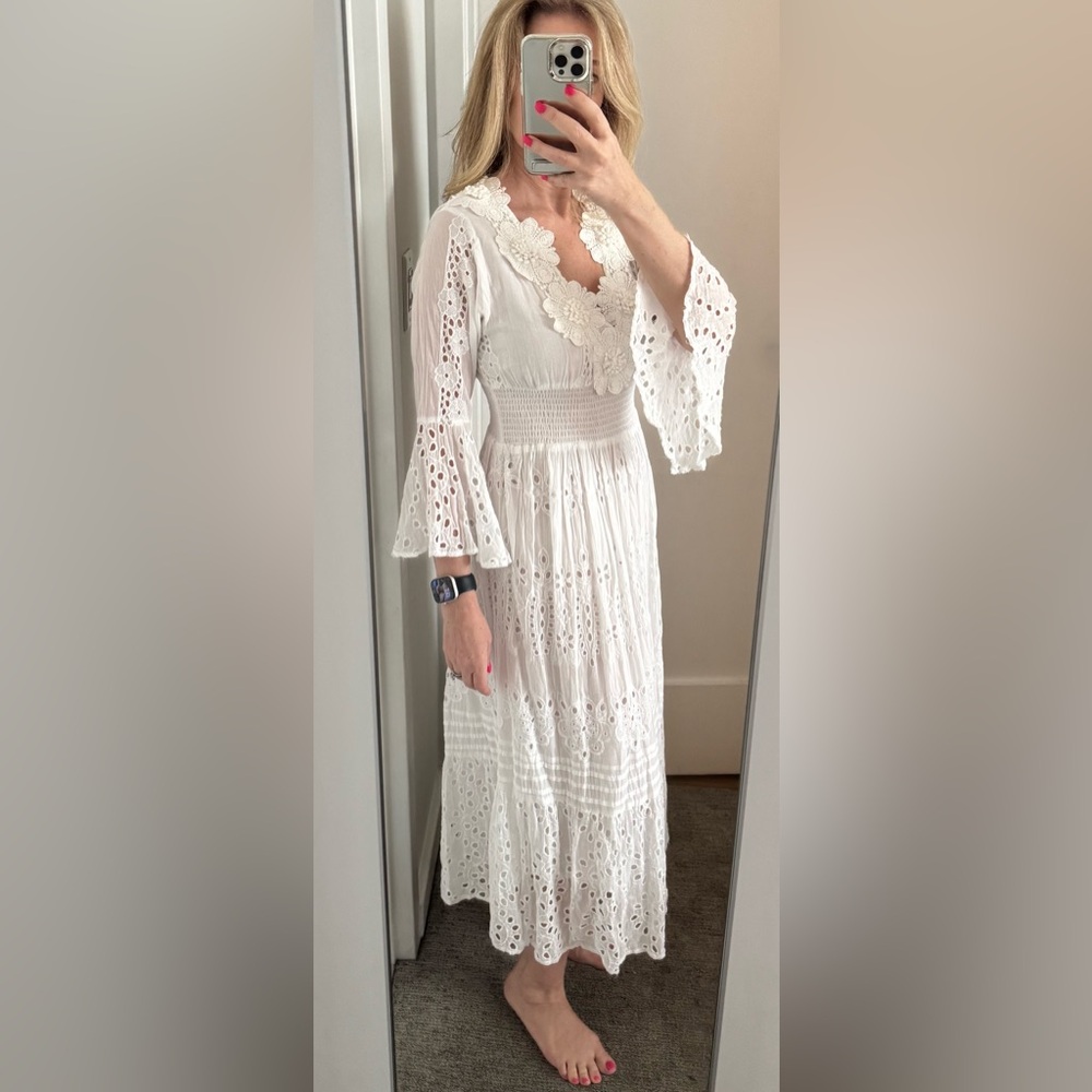 White Lace Cotton Maxi, Size S/M